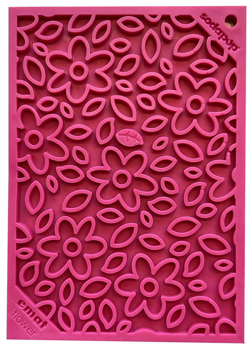 SodaPup TPE eMat Enrichment Lick Mat Flower Power Pink Small 5"