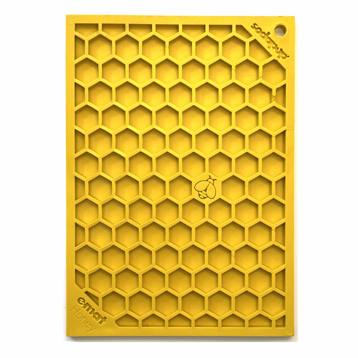 SodaPup TPE eMat Enrichment Lick Mat Honeycomb Yellow Small 5"