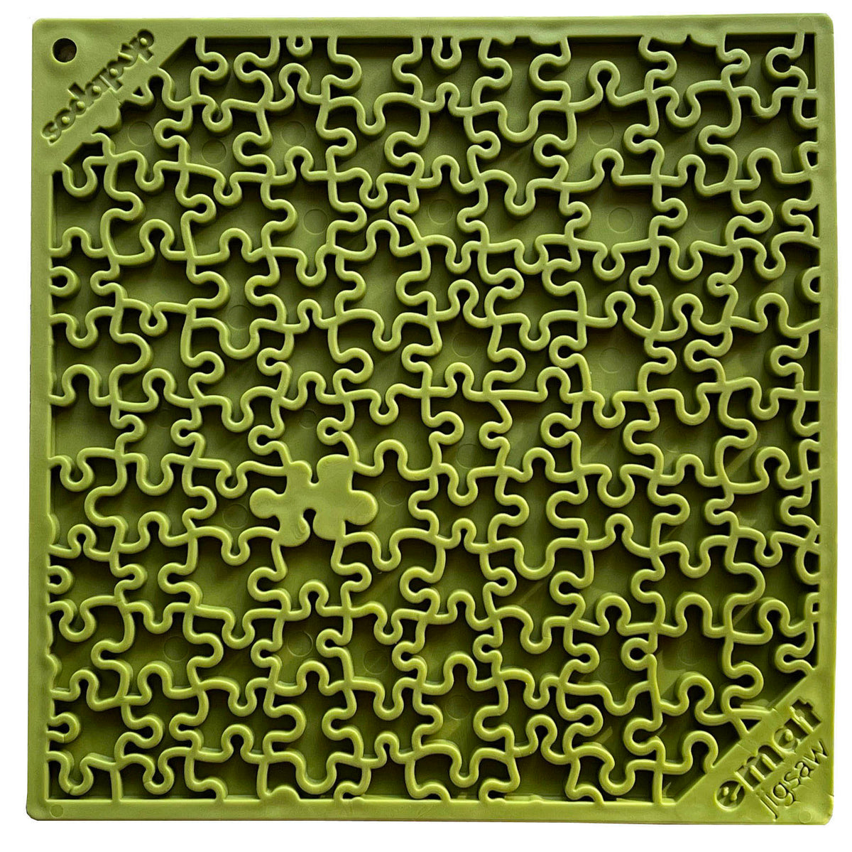 SodaPup TPE eMat Enrichment Lick Mat Jigsaw Green Large 8"