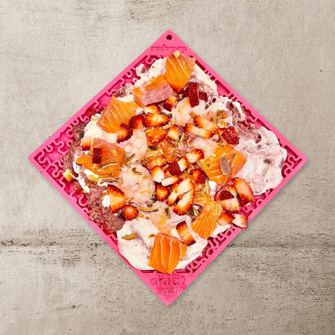 SodaPup TPE eMat Enrichment Lick Mat Jigsaw Pink Large 8"