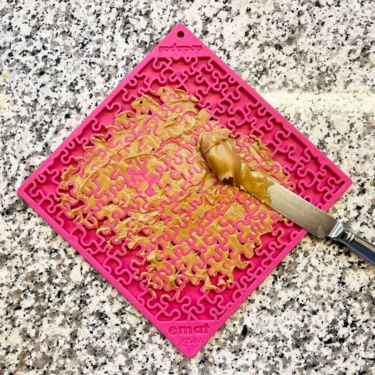 SodaPup TPE eMat Enrichment Lick Mat Jigsaw Pink Large 8"