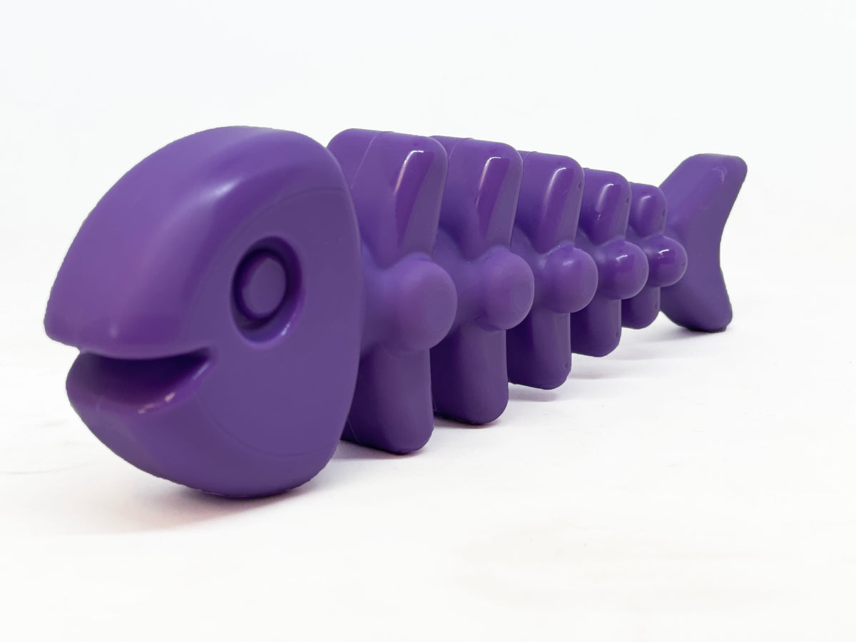 SodaPup Nylon Fish Bone Durable Chew Toy Purple 8"