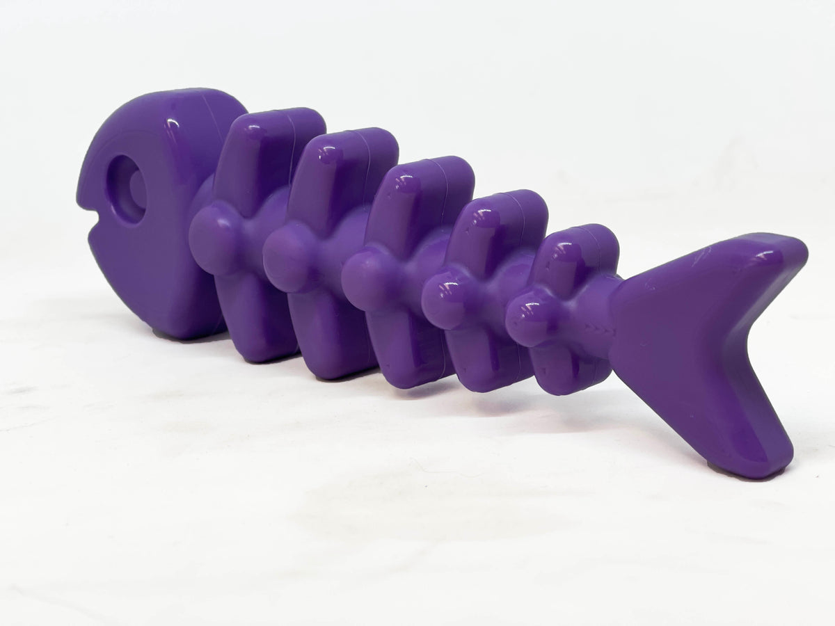 SodaPup Nylon Fish Bone Durable Chew Toy Purple 8"
