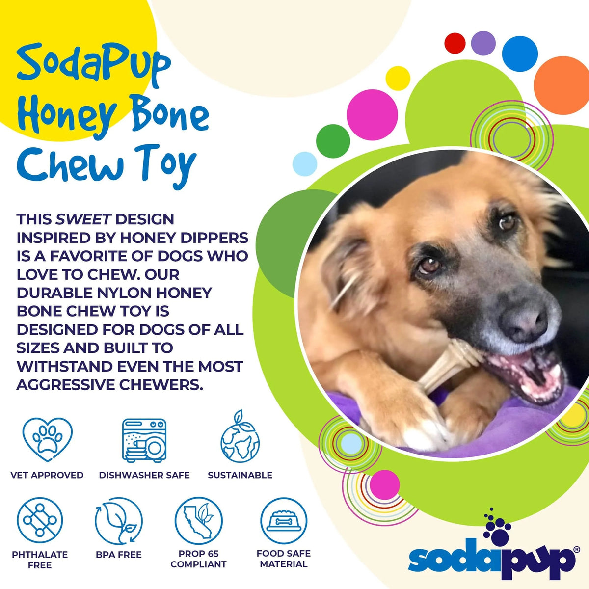 SodaPup Nylon Honey Bone Dog Chew Toy XL