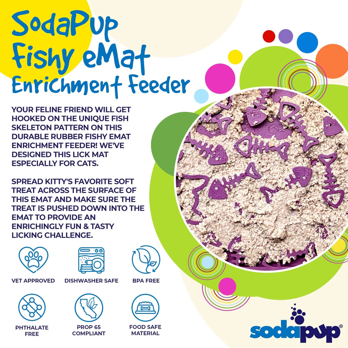 SodaPup TPE eMat Fishy Enrichment Lick Mat Plum