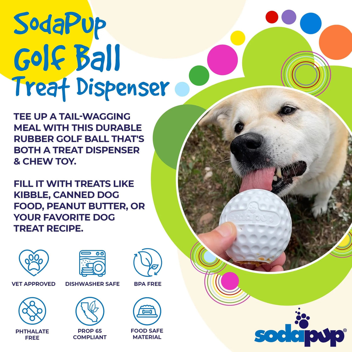SodaPup PUP-X Golf Ball Treat Dispenser Interactive Dog Toy