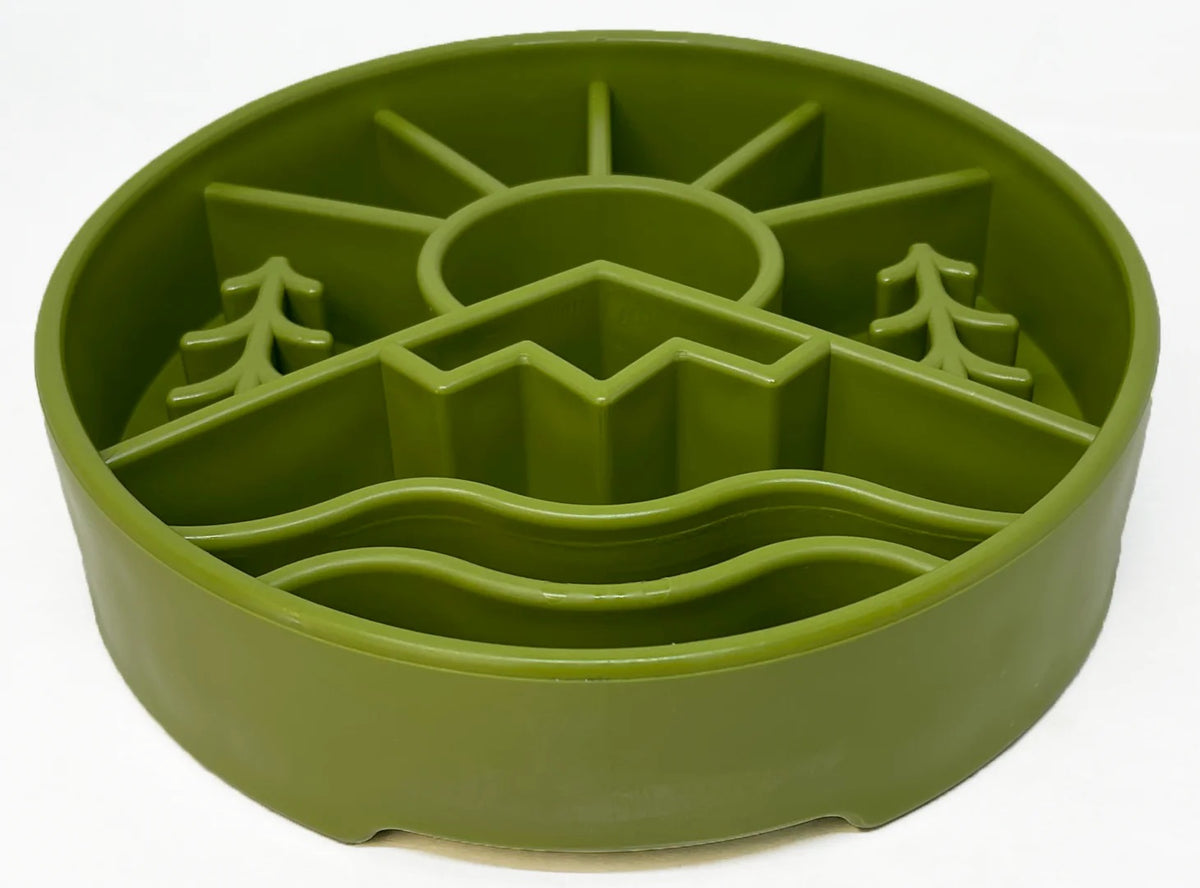 SodaPup Great Outdoors eBowl Enrichment Slow Feeder Bowl Green 8"