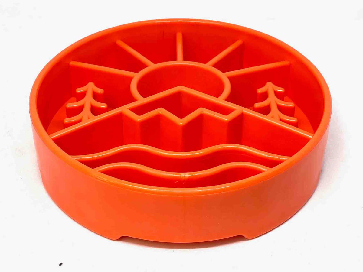 SodaPup Great Outdoors eBowl Enrichment Slow Feeder Bowl Orange 8"