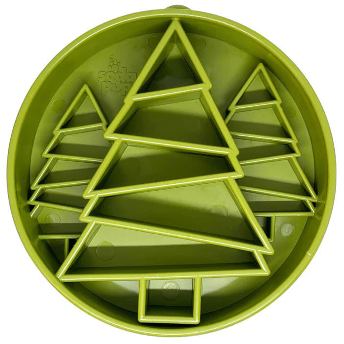 SodaPup Pine Trees eBowl Enrichment Slow Feeder Bowl Green 8"