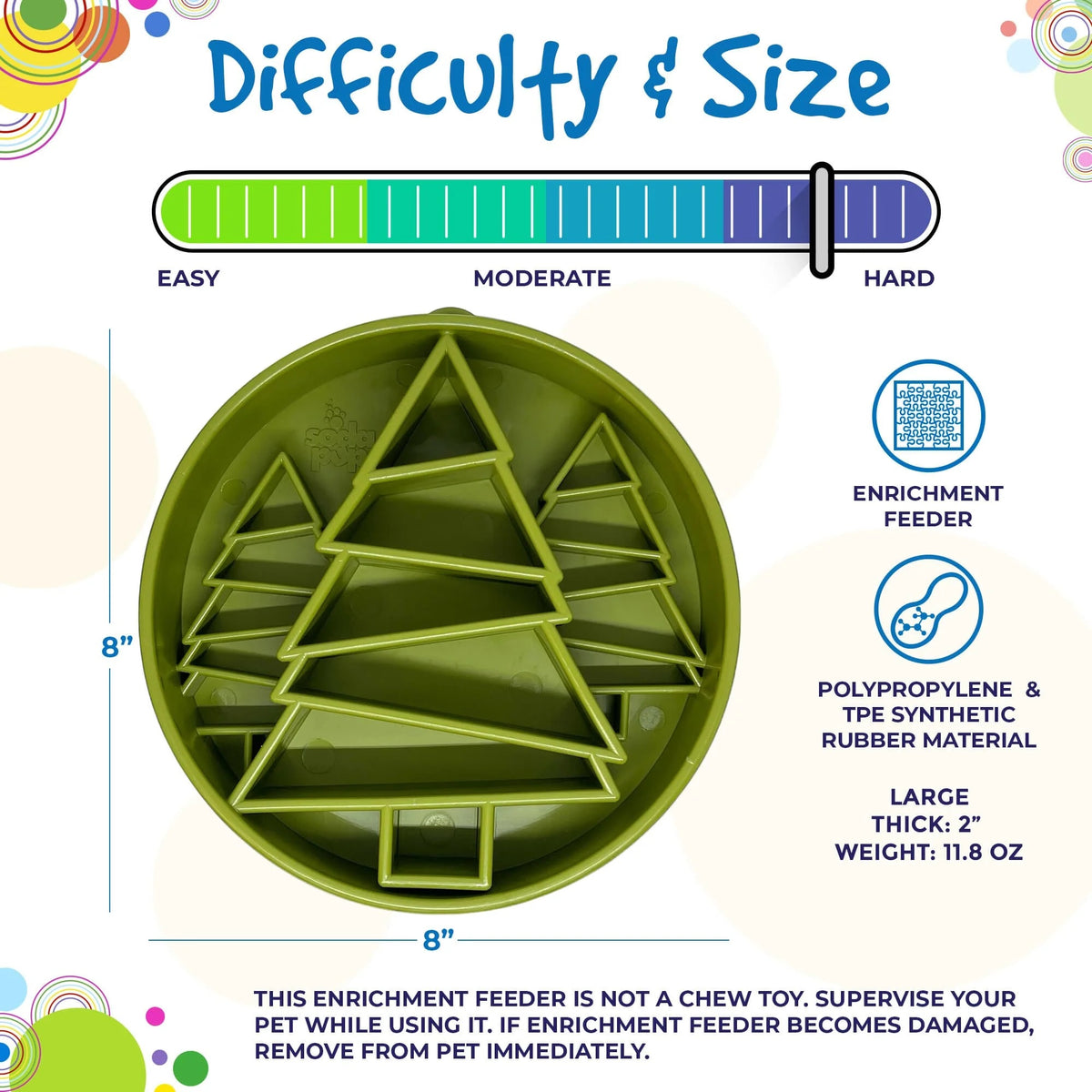 SodaPup Pine Trees eBowl Enrichment Slow Feeder Bowl Green 8"