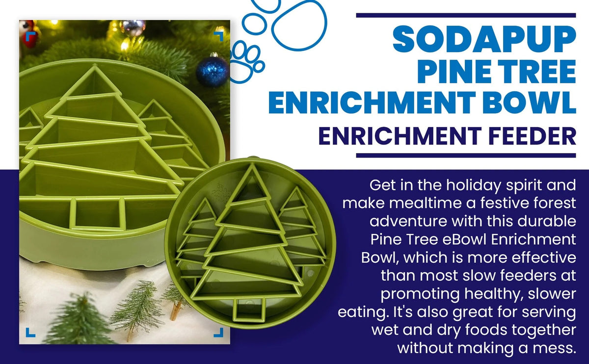 SodaPup Pine Trees eBowl Enrichment Slow Feeder Bowl Green 8"