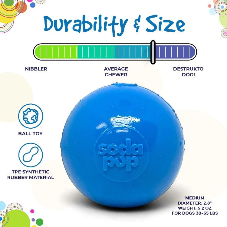 SodaPup PUP-X Squeaker Ball Dog Fetch Toy Glow in the Dark Medium