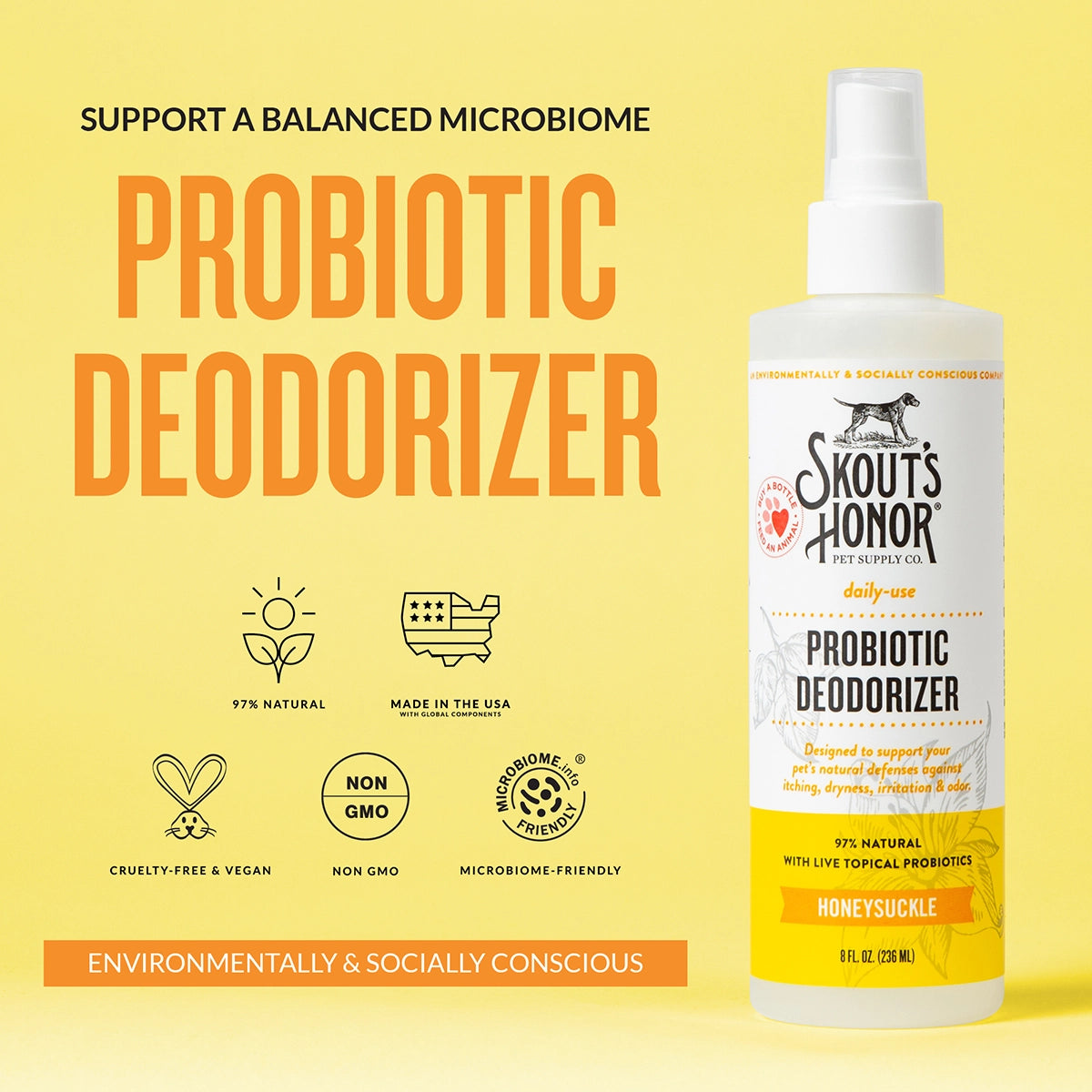 Skout's Honor Probiotic Daily Use Deodorizer Honeysuckle 8 oz