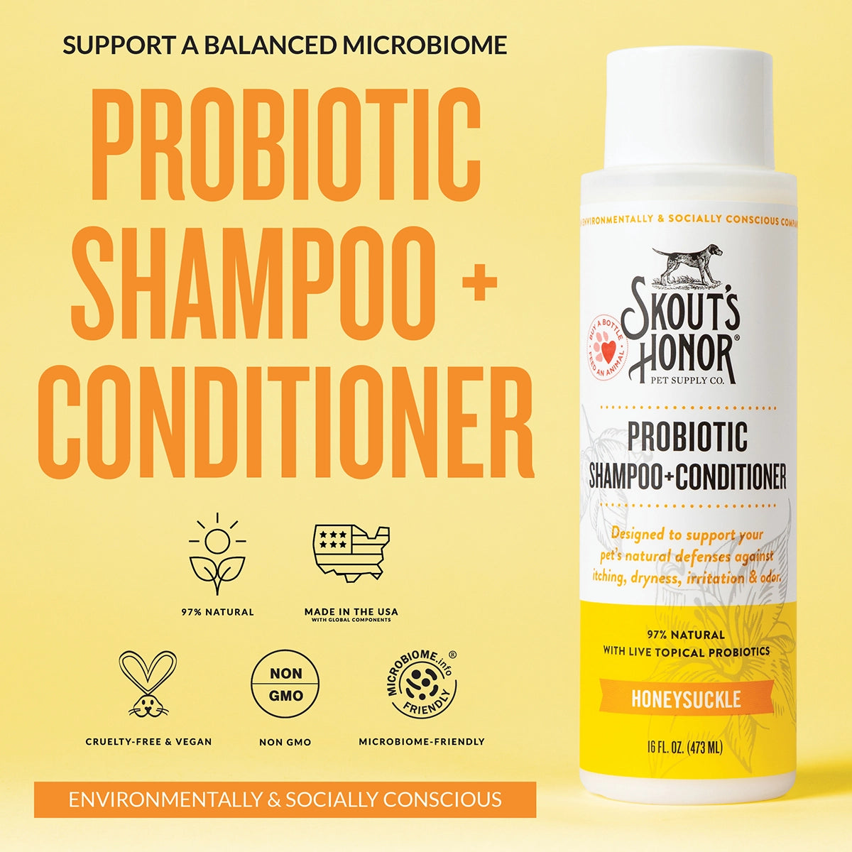 Skout's Honor Probiotic Shampoo + Conditioner Honeysuckle 16 oz