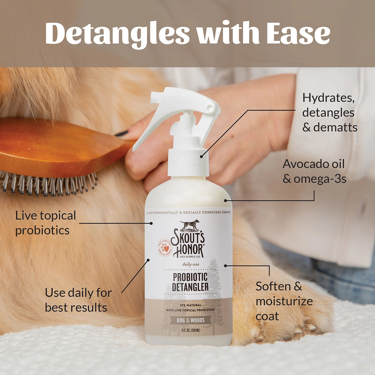 Skout's Honor Probiotic Daily Use Detangler Dog of the Woods 8 oz