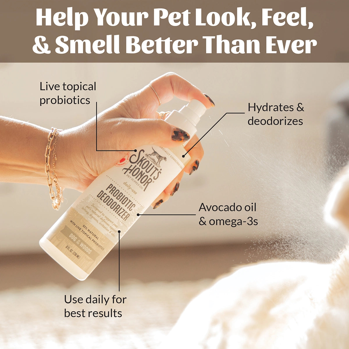 Skout's Honor Probiotic Daily Use Deodorizer Dog of the Woods 8 oz