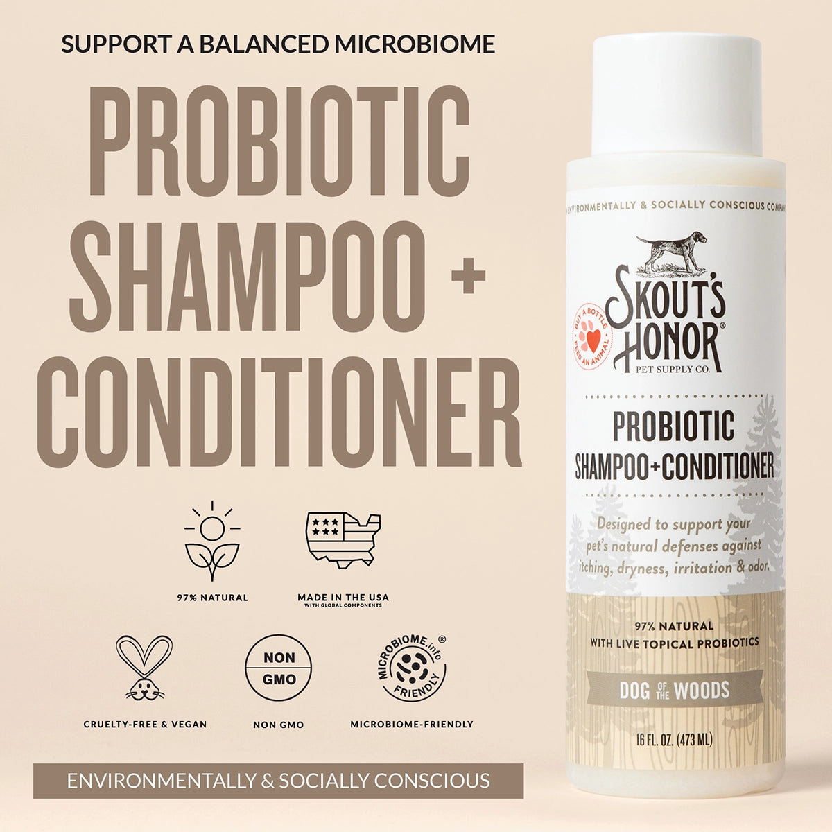 Skout's Honor Probiotic Shampoo + Conditioner Dog of the Woods 16 oz