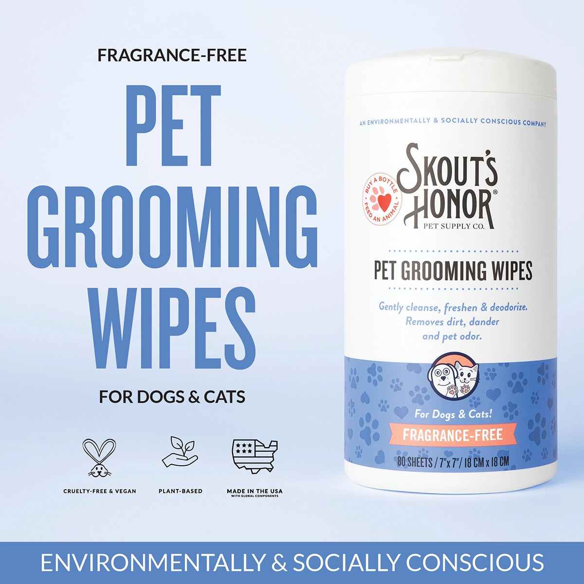Skout's Honor Pet Grooming Wipes for Dogs & Cats 80ct