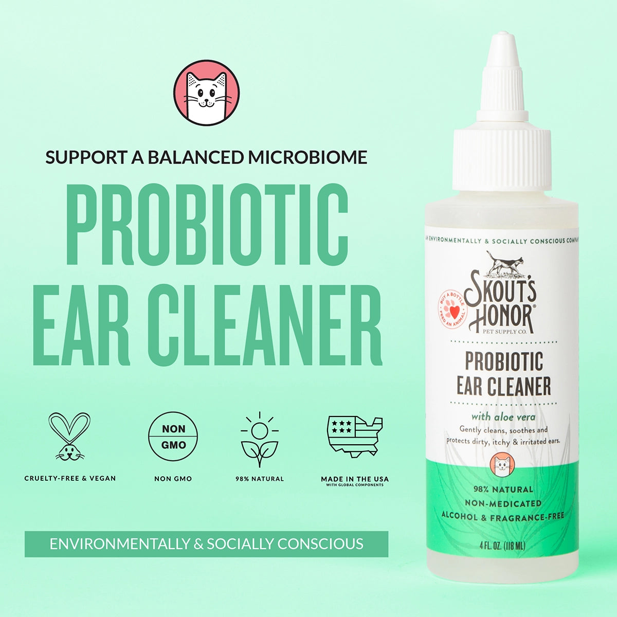 Skout's Honor Cat Probiotic Ear Cleaner 4oz