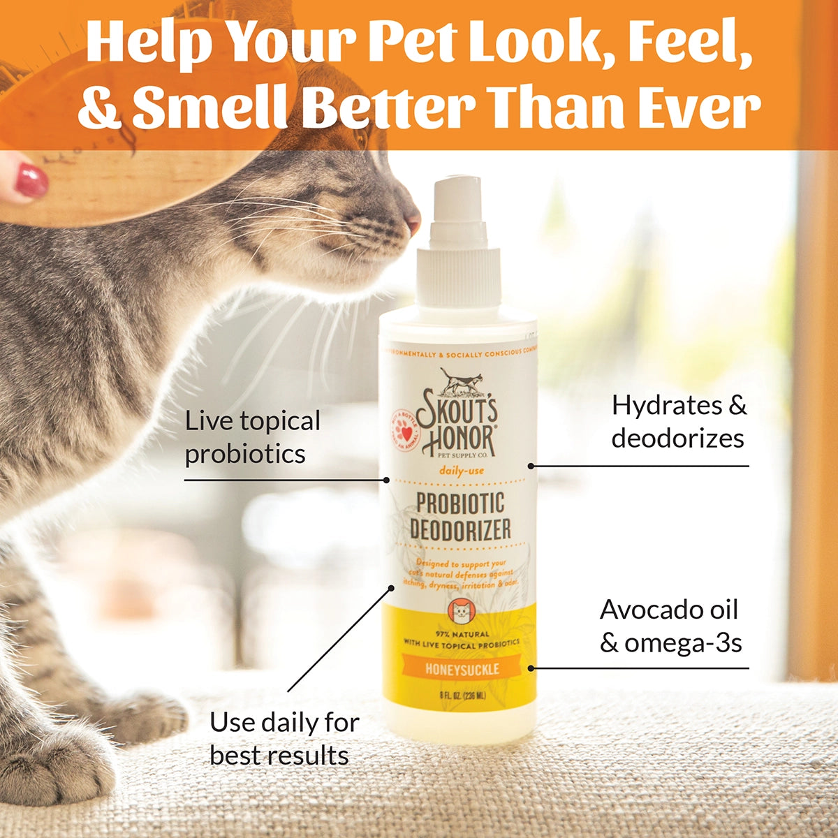 Skout's Honor Cat Probiotic Deodorizer Honeysuckle 8oz