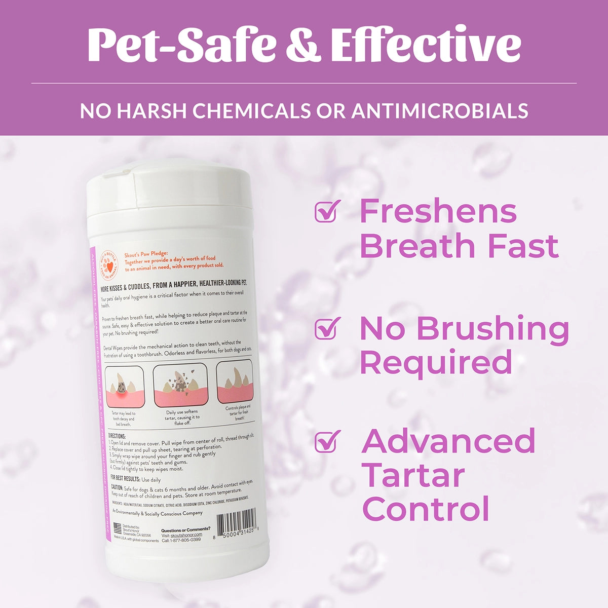 Skout's Honor Oral Care Pet Dental Wipes 50ct