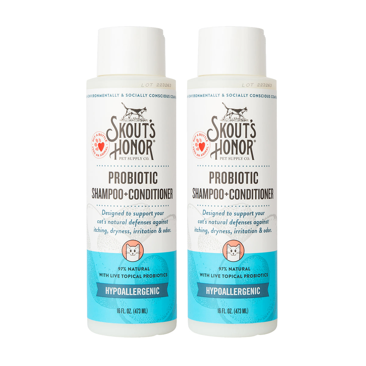 Skout's Honor Cat Probiotic Shampoo + Conditioner Fragrance-Free 16oz