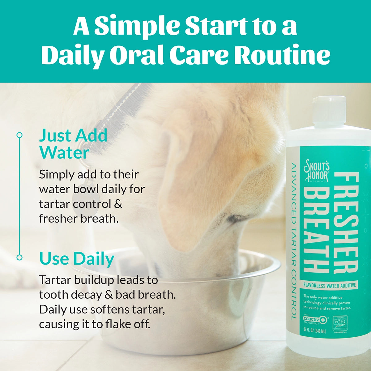 Skout's Honor Oral Care Water Additive: Fresh & Flavorless 32oz