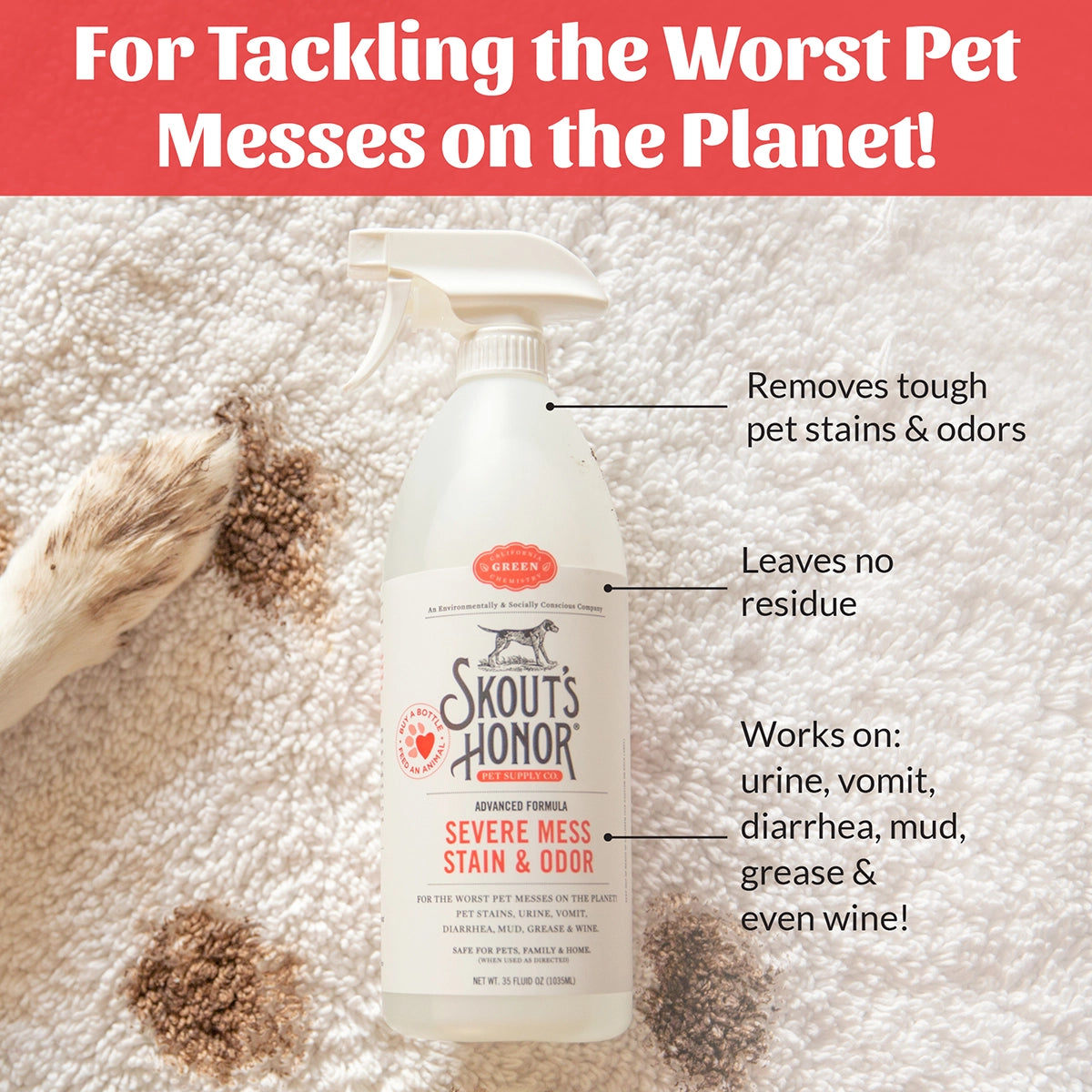 Skout's Honor Severe Mess Stain & Odor - Advanced Formula (Dog) 35oz