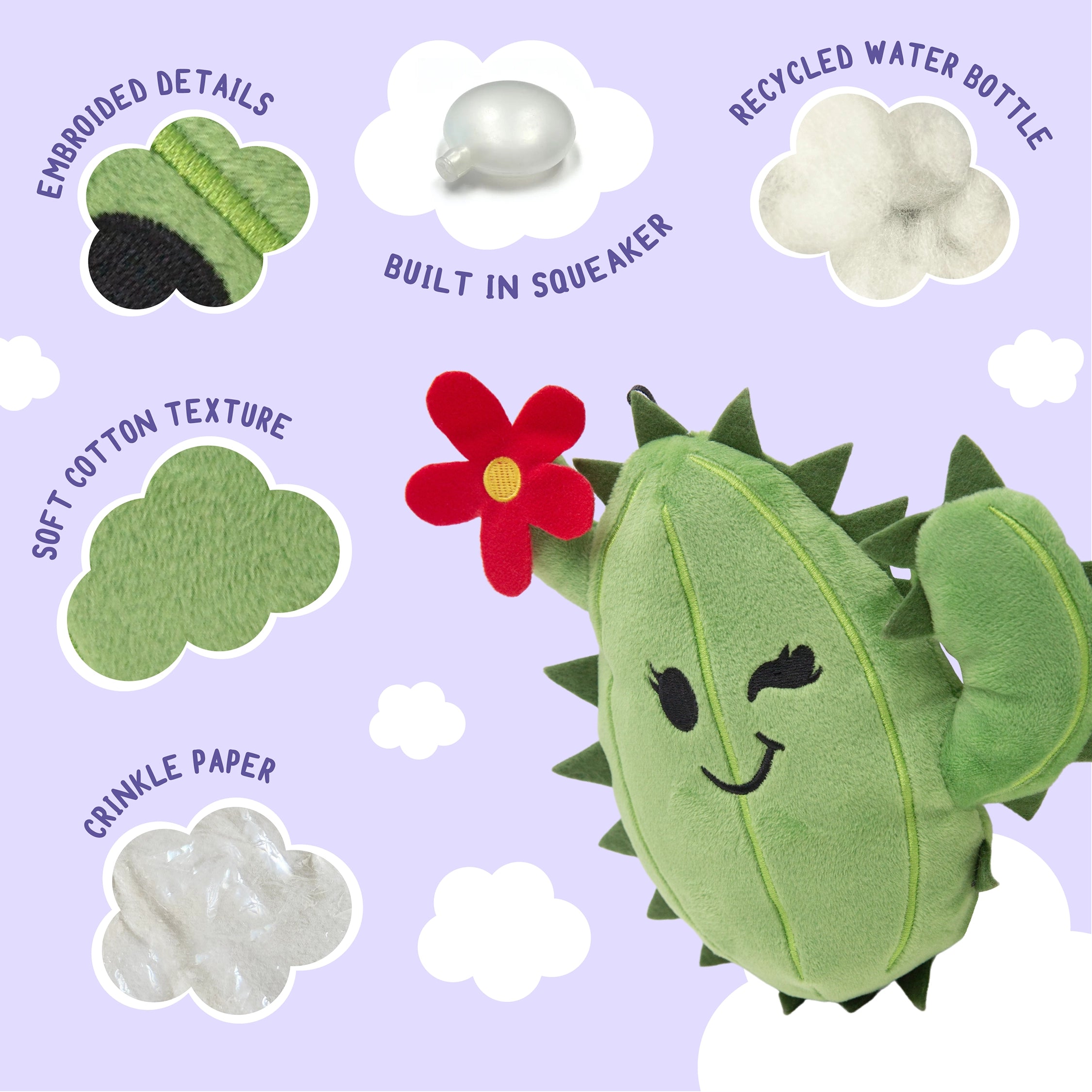 SnugArooz Chloe the Cactus Plush Dog Toy 6"