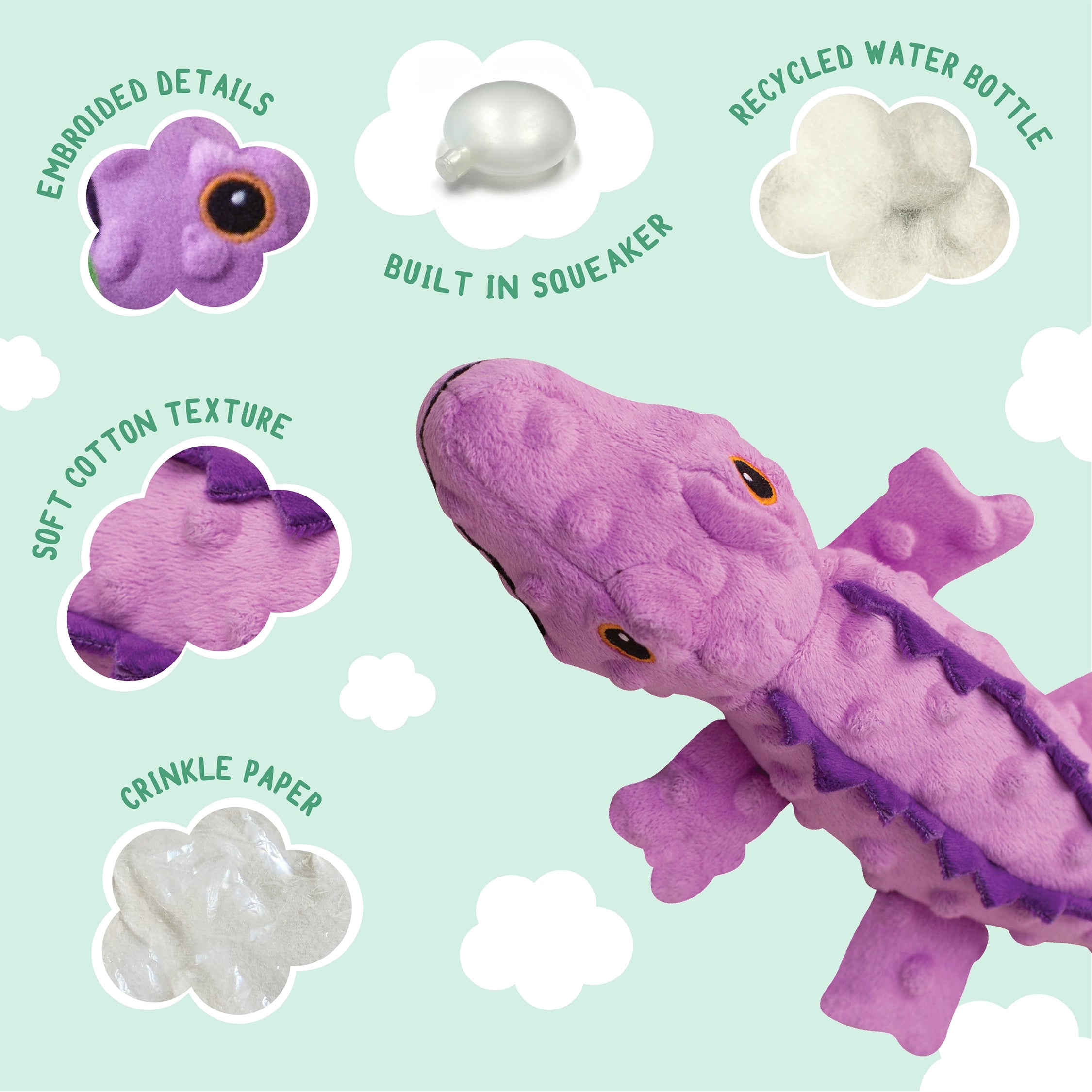 SnugArooz Ellie the Gator Plush Dog Toy 12"