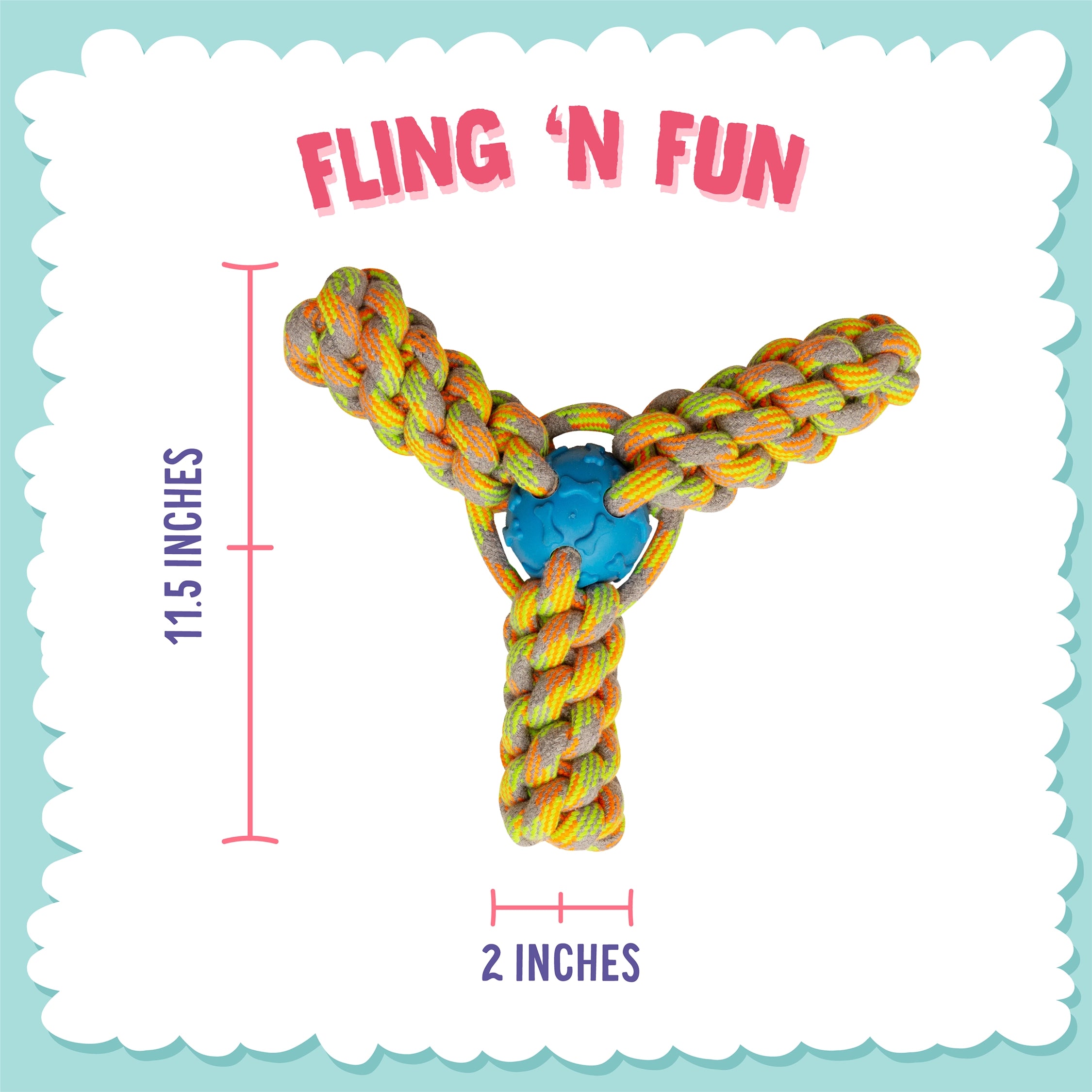 SnugArooz Fling N' Fun Rope Dog Toy Assorted Colors 7"