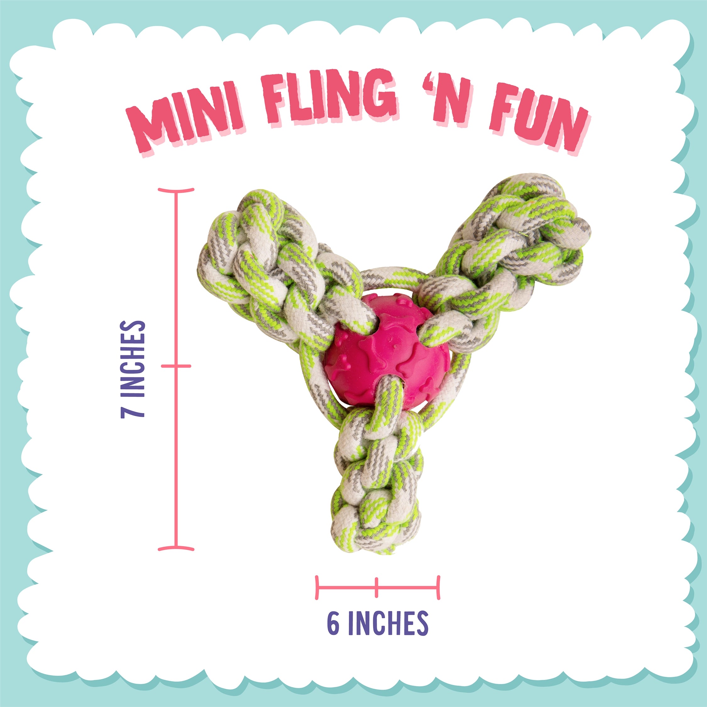 SnugArooz Mini Fling N' Fun Rope Dog Toy Assorted Colors 4"