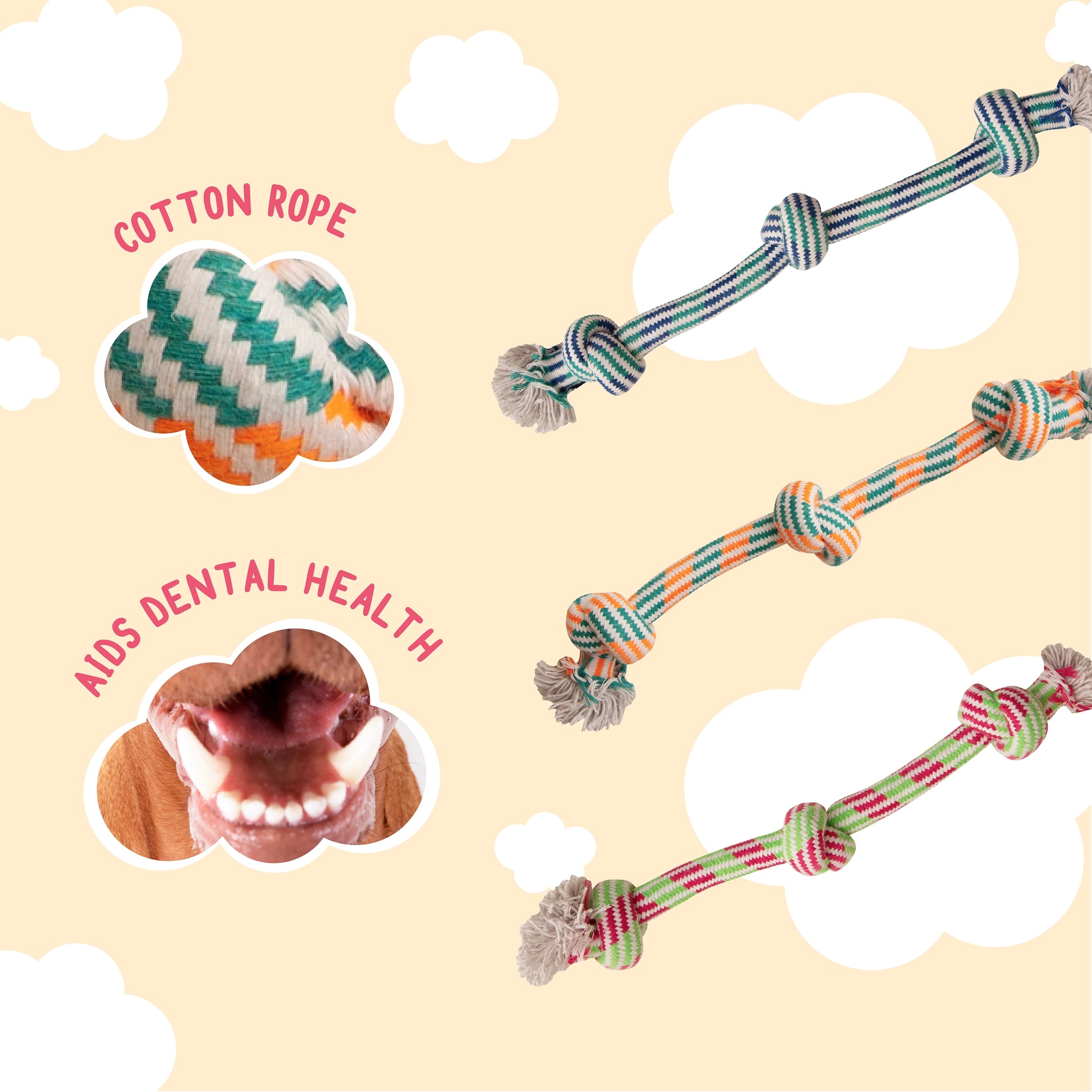 SnugArooz Knotty N' Nice Rope Dog Toy Assorted Colors 16"