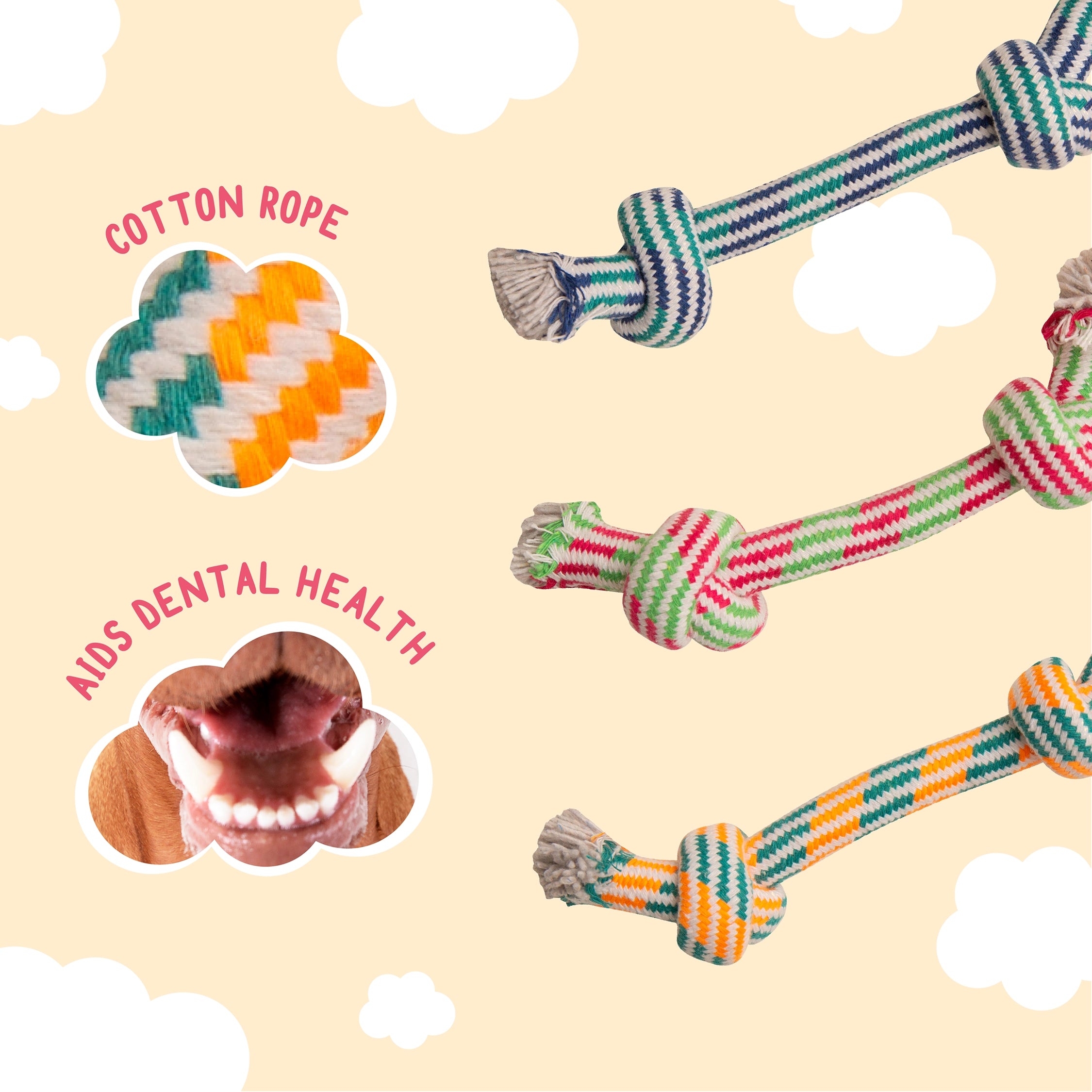 SnugArooz Puppy Fun Rope Dog Toy Assorted Colors 7"