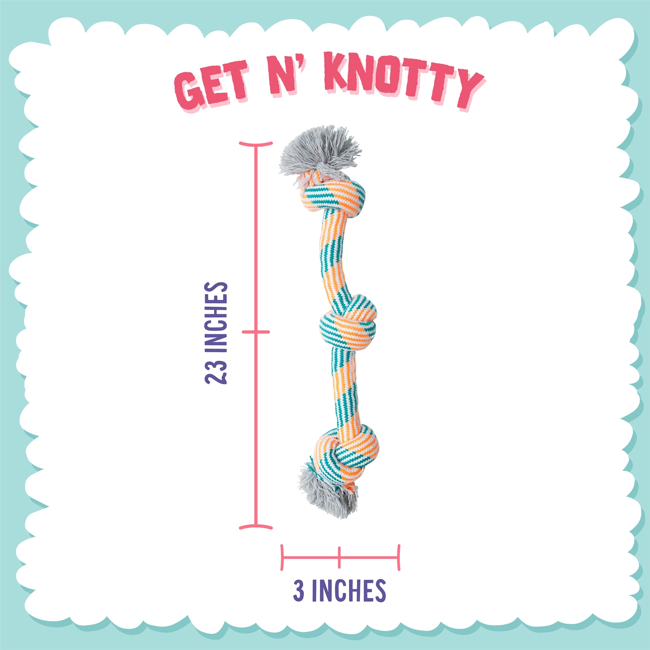 SnugArooz Get'N Knotty Rope Dog Toy Assorted Colors 22"