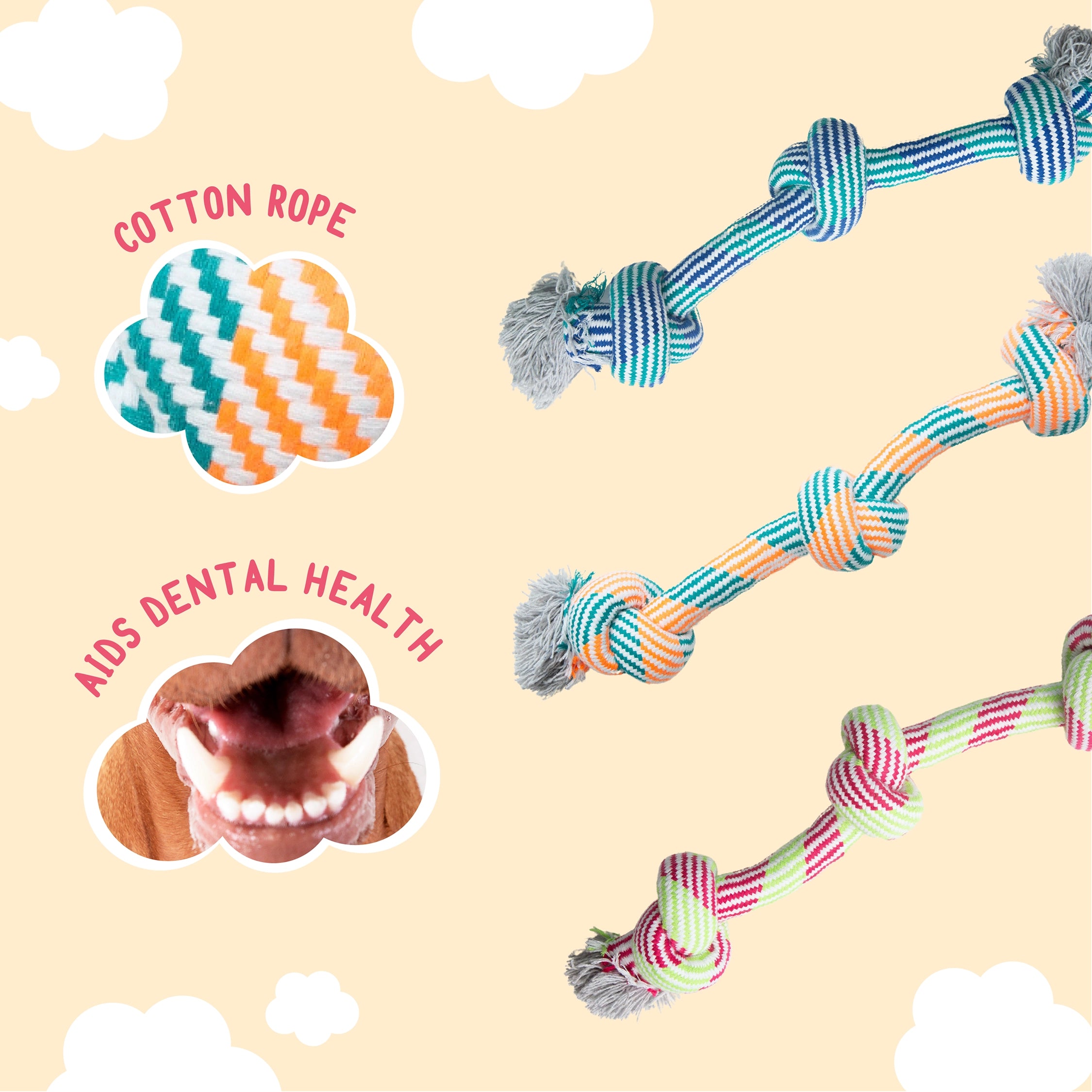 SnugArooz Get'N Knotty Rope Dog Toy Assorted Colors 22"