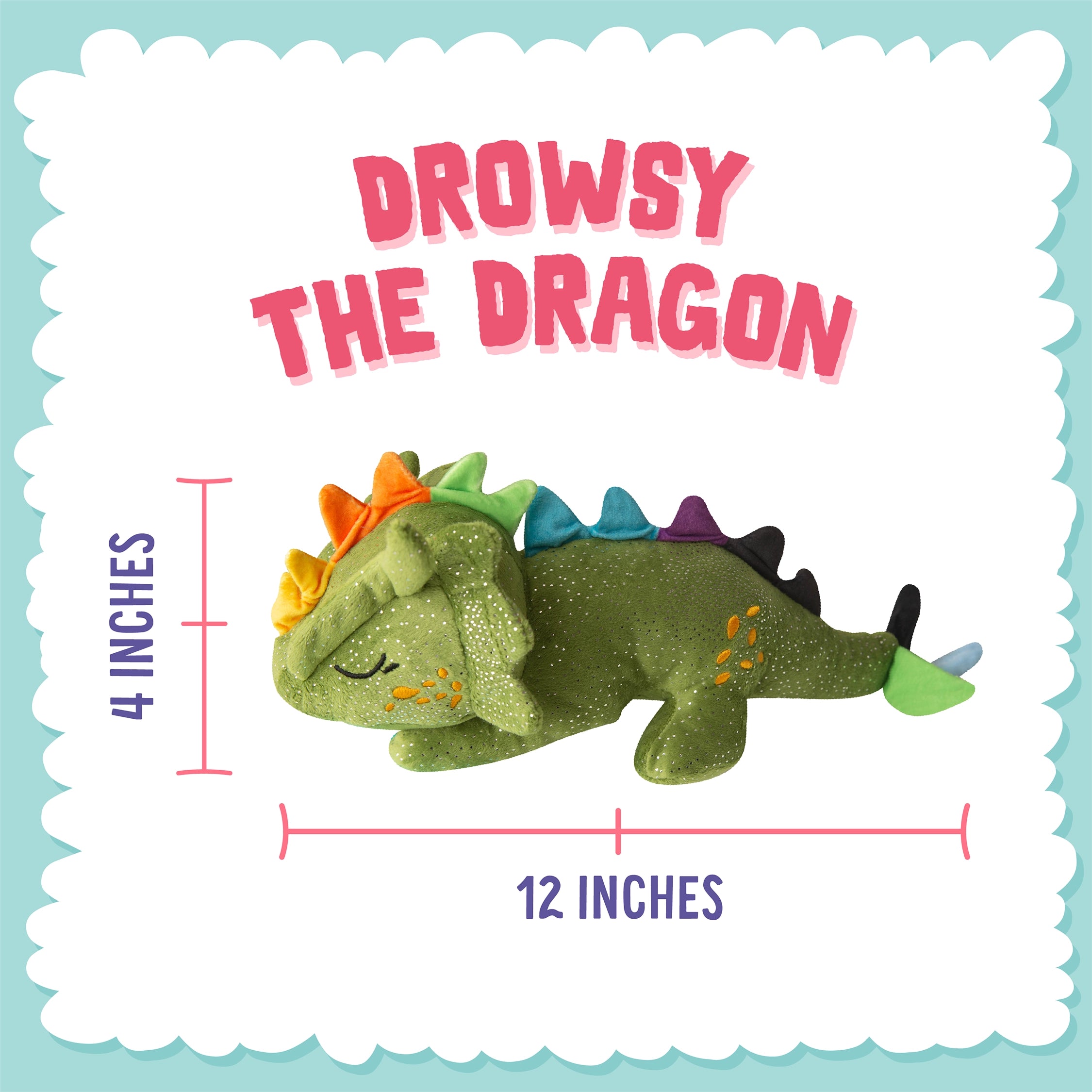 SnugArooz Drowsy the Dragon Plush Dog Toy Green 14"