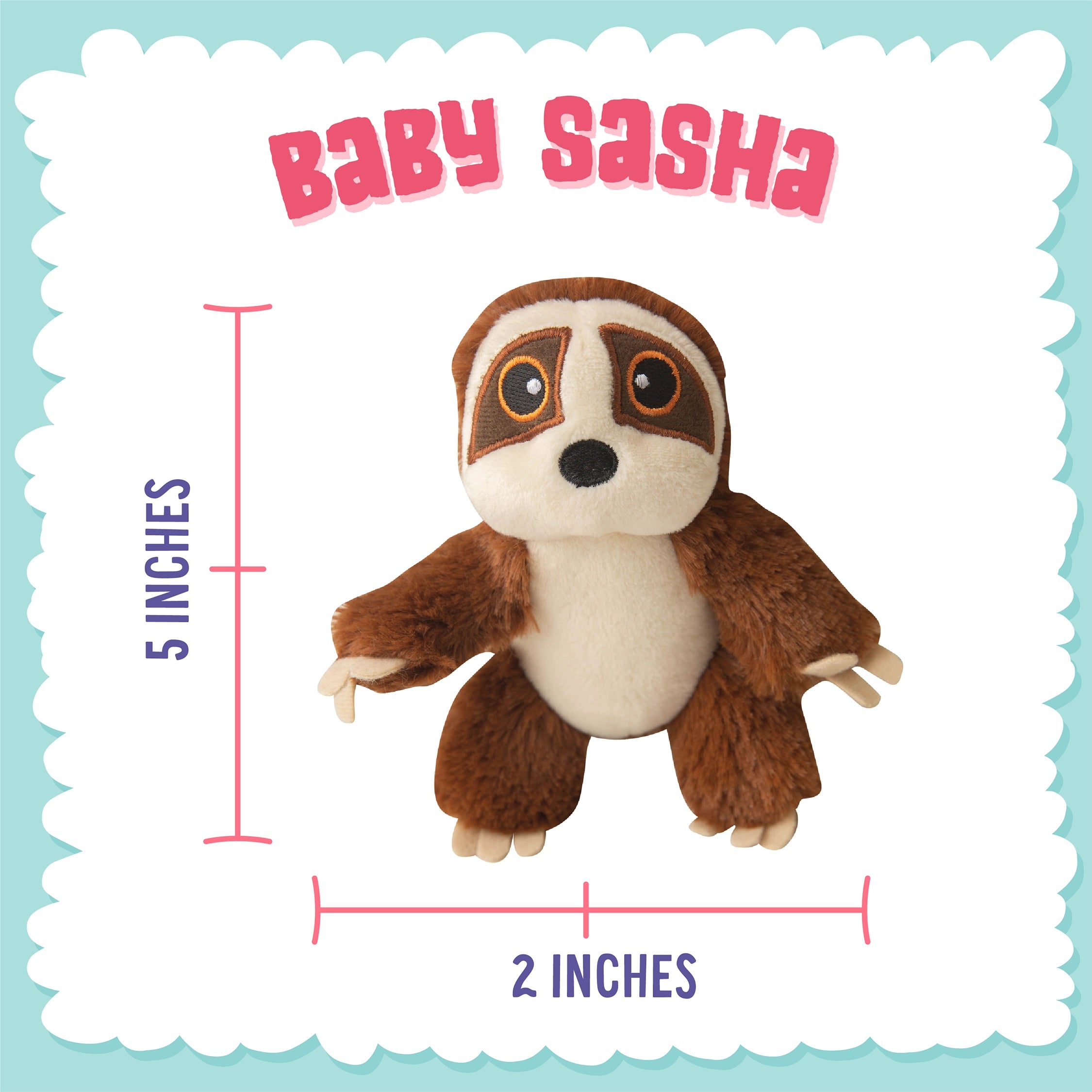 SnugArooz Baby Sasha the Sloth Plush Dog Toy 5"