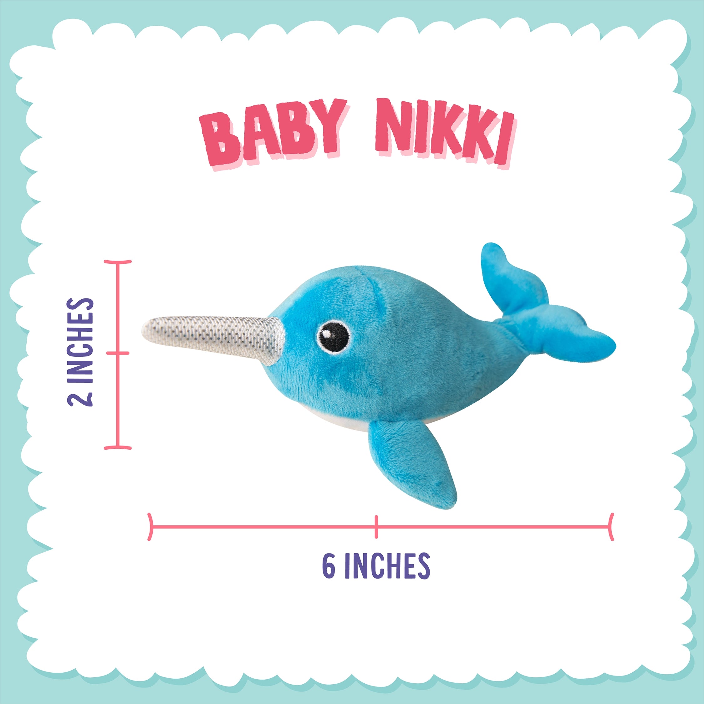 SnugArooz Baby Nikki the Narwhal Plush Dog Toy 5"