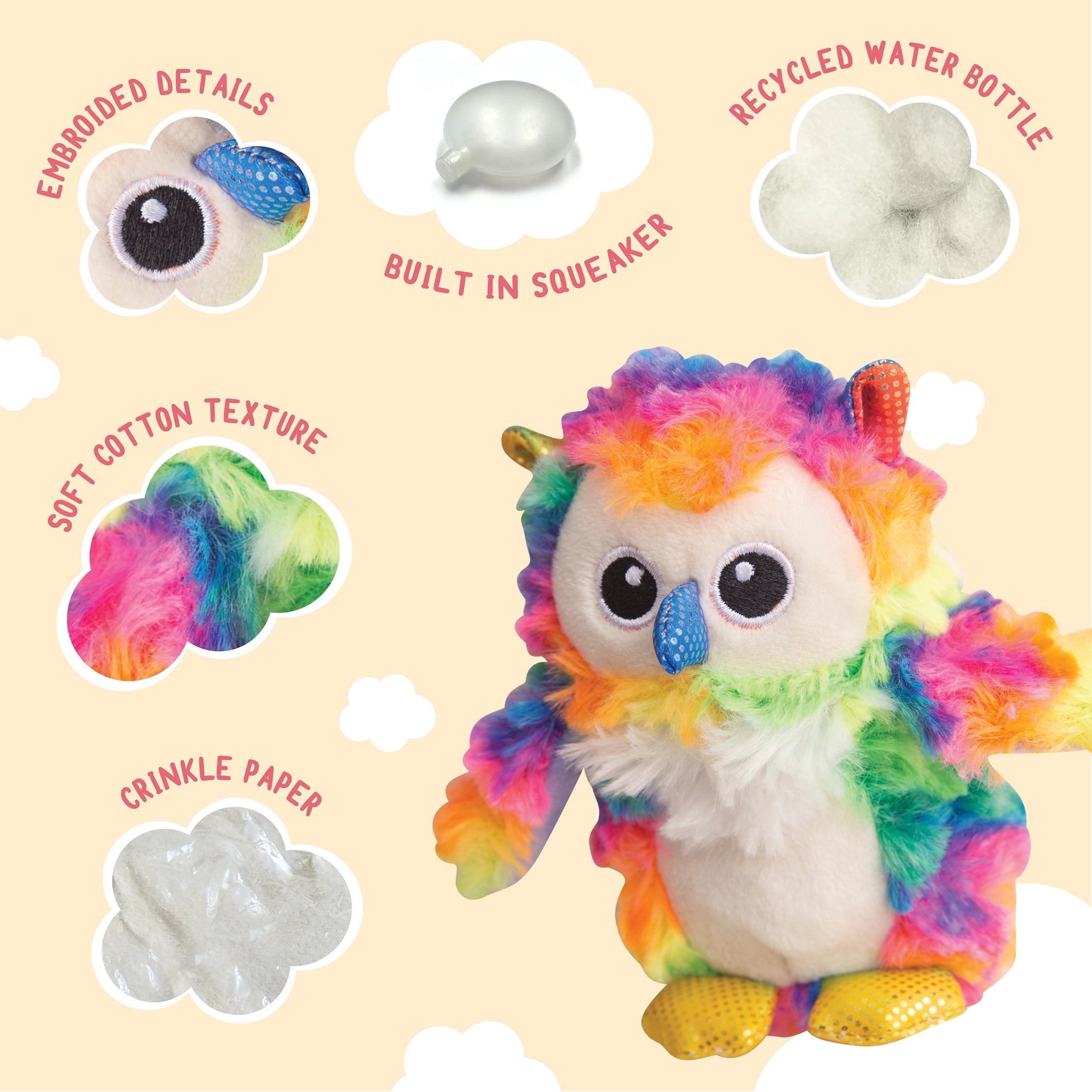 SnugArooz Baby Hootie the Owl Plush Dog Toy 5"