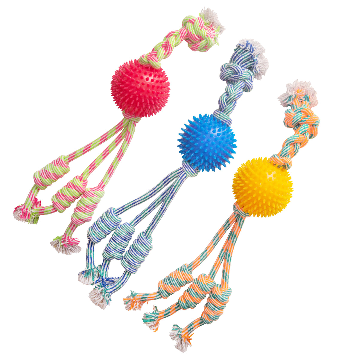 SnugArooz Feel'N Spikey Rope Dog Toy Assorted Colors 23"