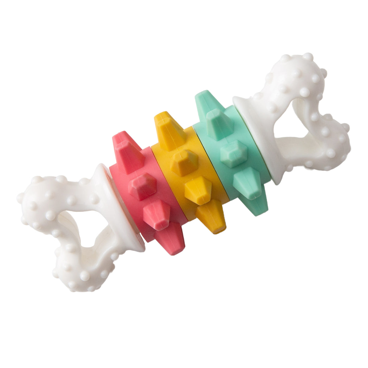 SnugArooz Twist & Shake Bone Dog Chew Toy Multicolored 5"