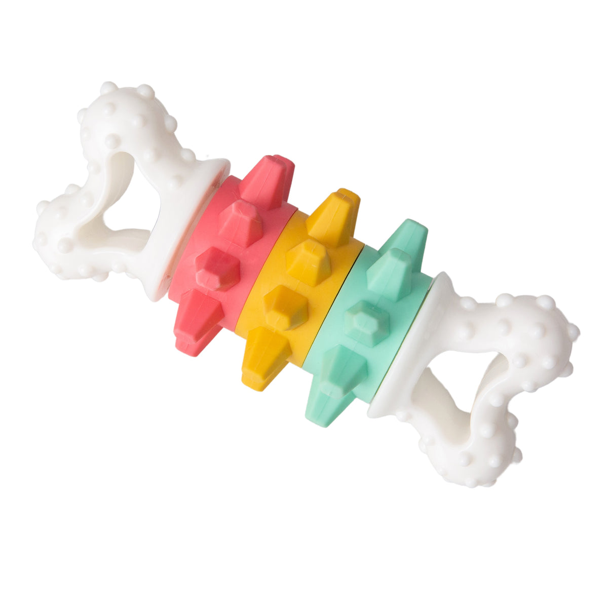 SnugArooz Twist & Shake Bone Dog Chew Toy Multicolored 5"