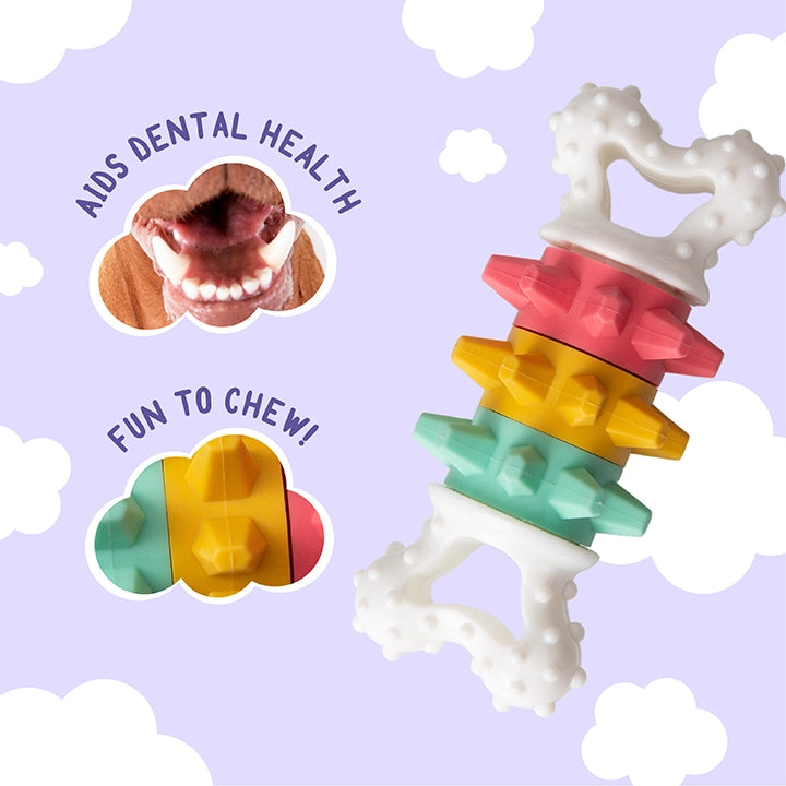 SnugArooz Twist & Shake Bone Dog Chew Toy Multicolored 5"