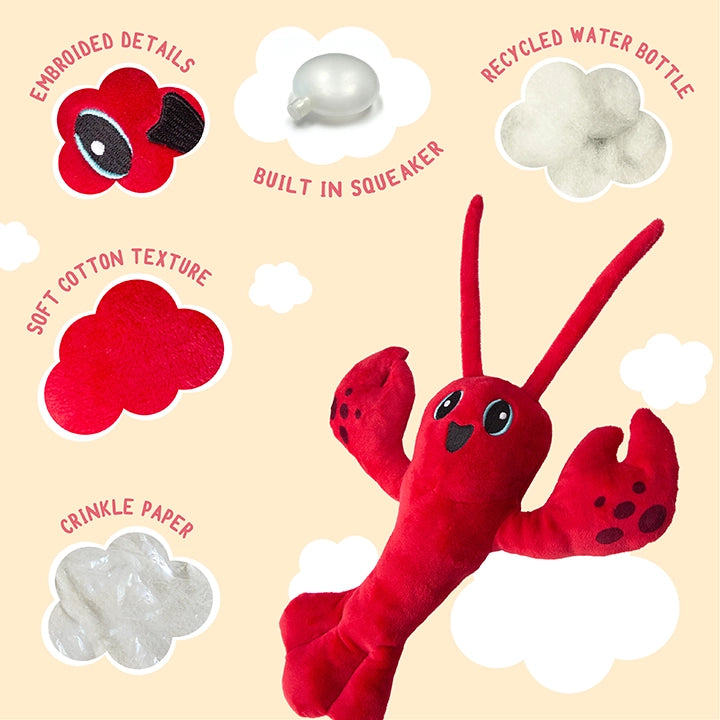 SnugArooz Luca the Lobster Plush Dog Toy 10"