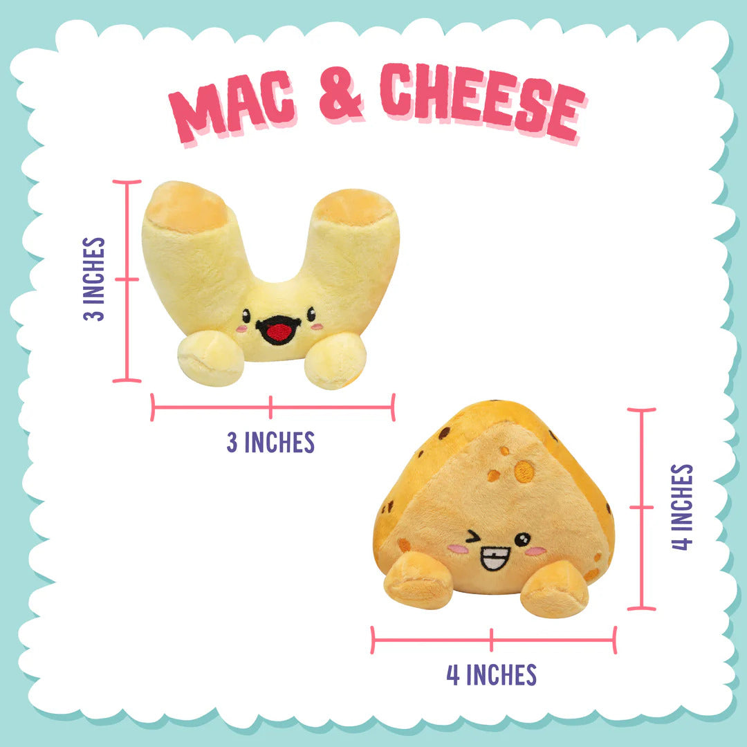 SnugArooz Mac and Cheese Plush Dog Toy 5" 2pk