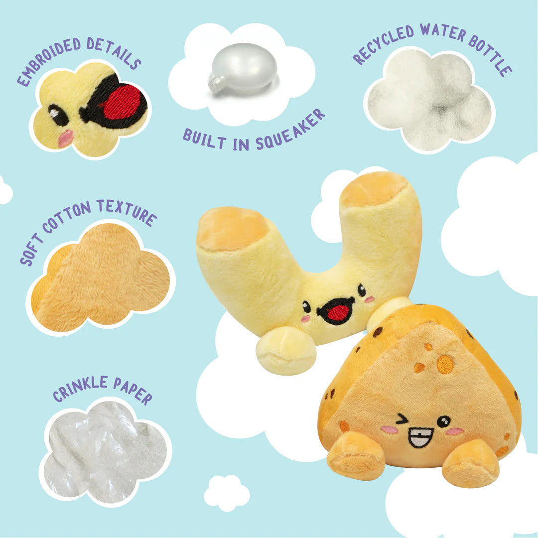 SnugArooz Mac and Cheese Plush Dog Toy 5" 2pk
