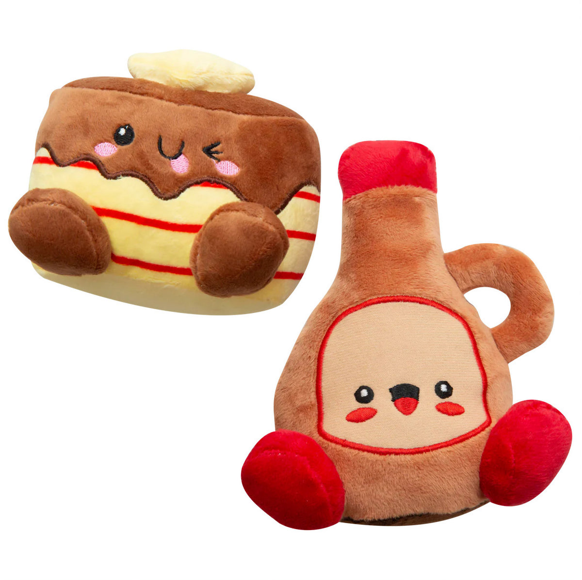 SnugArooz Pancake and Syrup Plush Dog Toy 4" 2pk