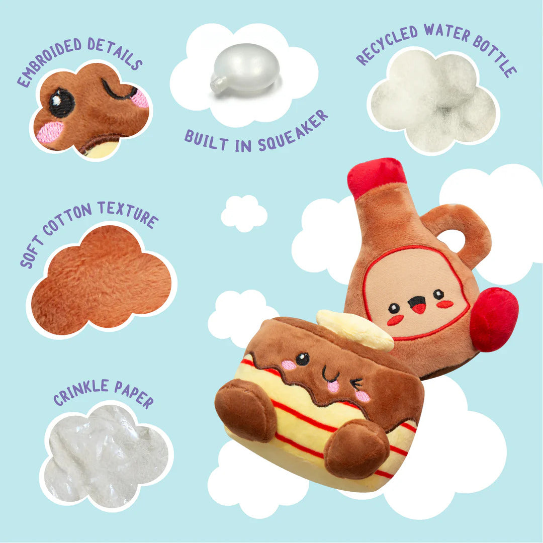 SnugArooz Pancake and Syrup Plush Dog Toy 4" 2pk