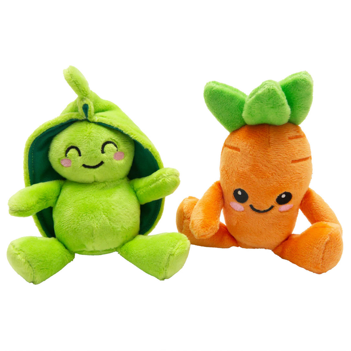 SnugArooz Pea and Carrot Plush Dog Toy 4" 2pk